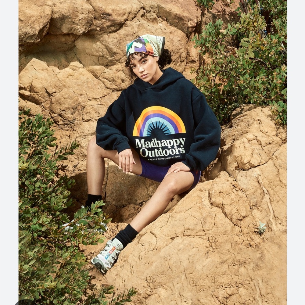 Madhappy Navy Hoodie with Rainbow Graphic